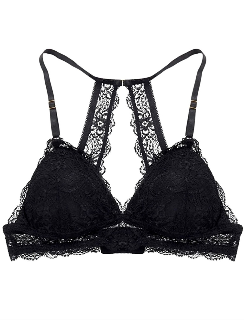 Black Lace Adjustable Padded Bra - No Underwire - Size 34B